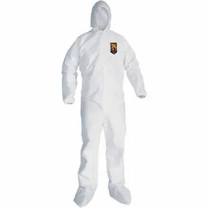 Kleenguard 2XL Long Sleeve Full Length SMS Fabric General Purpose Coveralls (Model 49125, 24 Qty, 1 Pack), White Workwear Uniforms with Zipper Closure, Elastic Cuffs, Attached Boots, Serged Seams