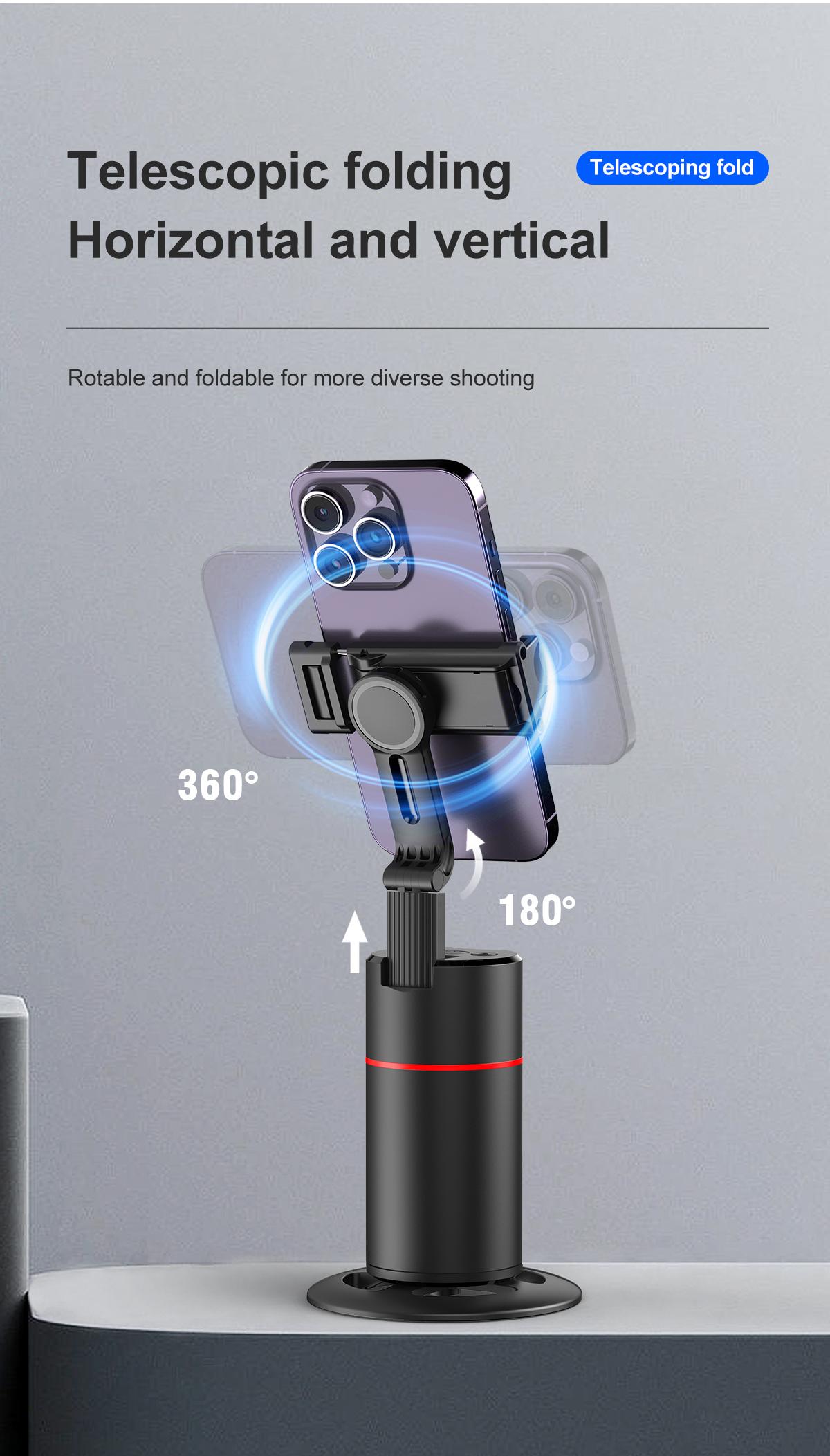71"Auto Face Tracking Tripod for iPhone/Android with Remote One Click Pop Up Selfie Stick Tripod Gesture Control 360° Rotating Face Tracker,Follows Your Movement,for iPhone 17/16/15/14/13/Android/Camera/GoPro