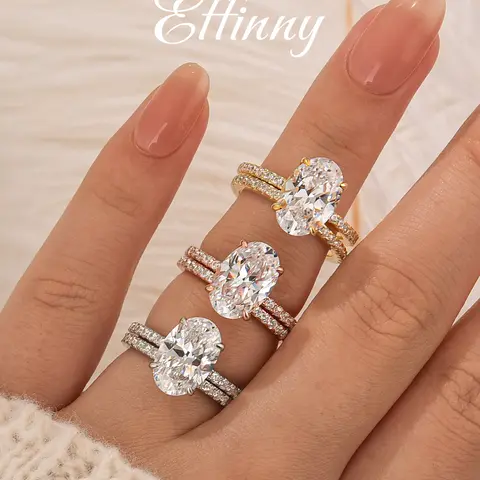 Effinny 3.5ct Classic Oval Cut Wedding Ring Set in S925 Sterling Silver, 5A Grade Cubic Zirconia Women's Promise Ring, Anniversary Ring Outdoorfun, Engagement, Female