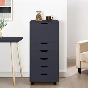 Home Carly 6-Drawer Office Storage File Cabinet on Wheels, Mobile Storage Desk Filing Drawer Unit, Craft Storage Organization for Home, Office