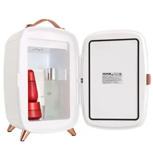 【Father's Day】Vevor Mini Fridge for Bedroom, Luxury Skincare Fridges with Mirror and LED Light, AC/DC Cosmetic Fridge for Office Dorm Car, Small Makeup Refrigerator for Beauty Face Mask Beverage Chill