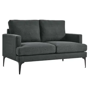 Modway Evermore Upholstered Fabric Loveseat in Gray