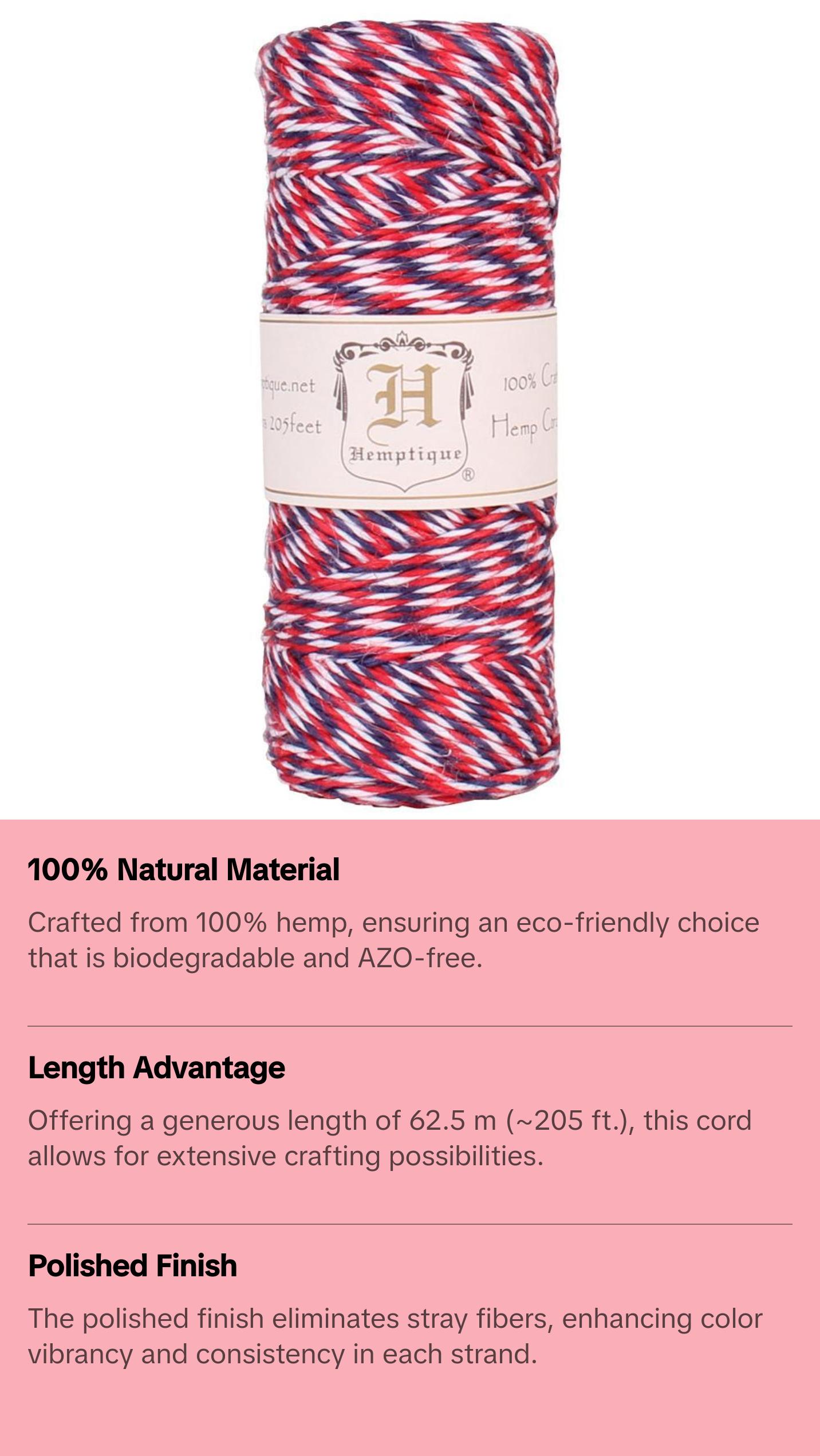 #20 (1mm) Variegated Hemp Cord - Americana