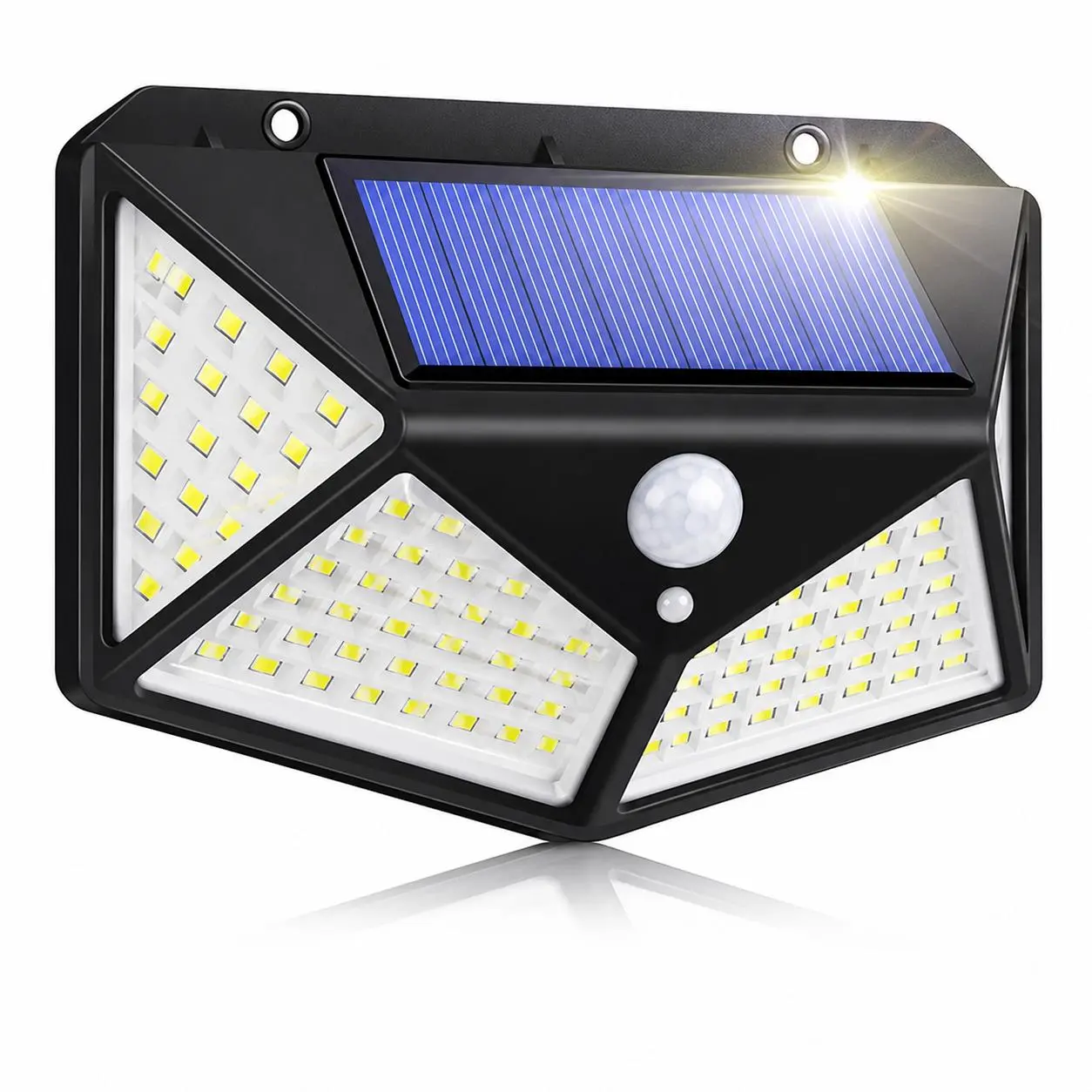 Solar Motion Sensor Wall Lights, 100 LED, 270° Wide Angle, 3 Lighting Modes, Auto On/Off, IP65 Housing, Weatherproof Outdoor Lights for Yard, Garden, Solar Outside Lights