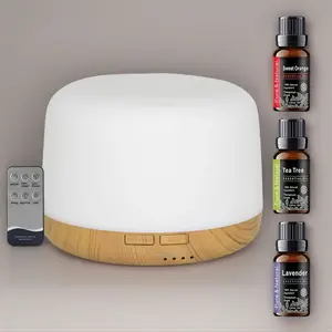 500ml Ultrasonic Essential Oil Diffuser Aromatherapy Humidifier Quiet Mist Vaporizer with Remote Control Eco-Friendly PP Material for Meditation Relaxation and Home Use