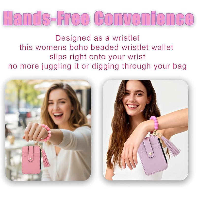 Fashionable Boho Style Tassel Beaded Keychain, featuringa wallet and bracelet function, perfect as a birthday giftfor women and girls, and a perfect match for everydayoutfits.