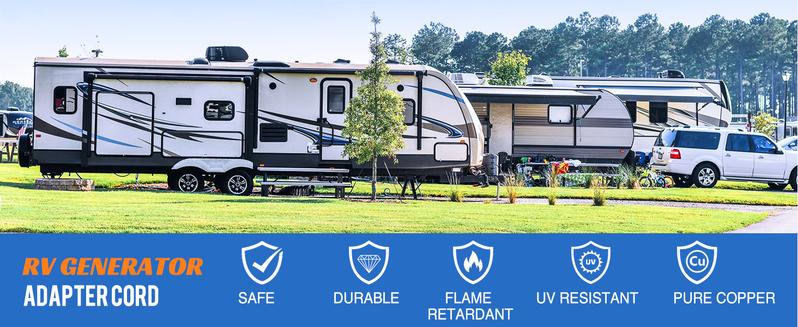 Nilight RV Generator Adapter Cord 30Amp to 50 Amp 4 Prong Pure Copper Heavy Duty Twist Lock Male Plug10 Gauge Wire L14-30P to 14-50R 30M/50F for RVs Camper Caravan Van Trailer