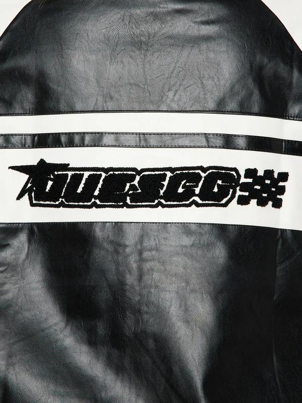 Racing Flag Bomber Jacket - Black/White
