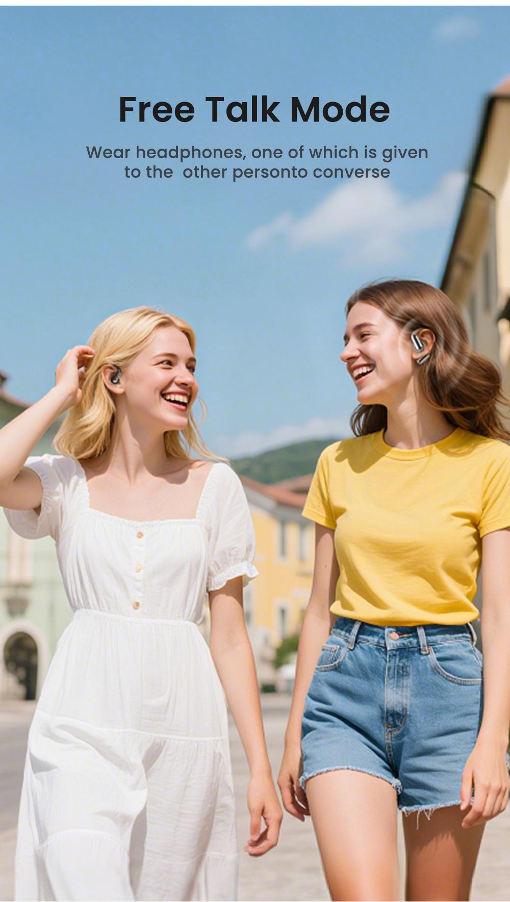 HTC NE50 True Wireless Open Earbuds (OWS), removable battery, long standby time, 134 language translation, Bluetooth 6.0, touch control, lightweight, built-in K microphone, supports music and calls