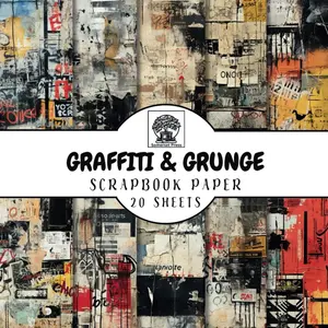 Scrapbook Paper: 20 Sheets with Graffiti and Grunge Effects for Scrapbooking, Junk Journals, Card Making, Decoupage, Origami, Paper Crafts, DIY ... Media (Scrapbook Paper by Somerset Press) Paperback – October 25, 2023
