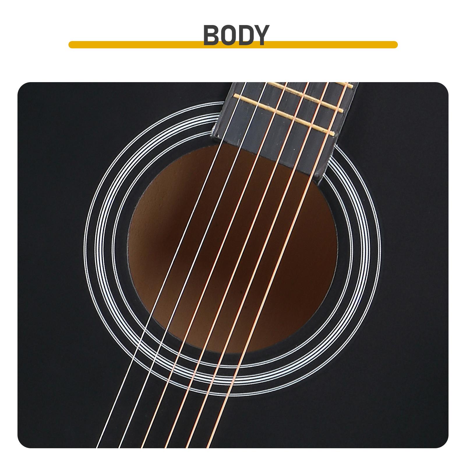 Matte Black 41-inch Dreadnought Cutaway Acoustic Guitar with Basswood Body Full-Size Design Includes Pick Strings Capo Gig Bag Tuner Wrench and Sling Strap for Beginners