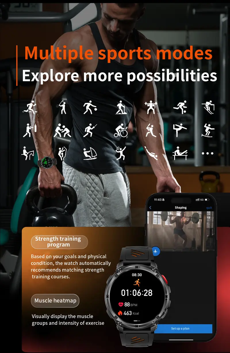 2026 Manly Style Smart Sports Watch for Men, Running Compatible with iPhone & Android - Wearable Device with LED Lights, Wireless Phone Call, Message, Voice Control, Weather, Stopwatch, Timer, 2026 Manly Style Sports Watch Gift for Men Dad Father 2026 Manly Style Smart Sports Watch for Men, Running Compatible with iPhone & Android - Wearable Device with LED Lights, Wireless Phone Call, Message, Voice Control, Weather, Stopwatch, Timer, 2026 Manly Style Sports Watch Gift for Men Dad Father