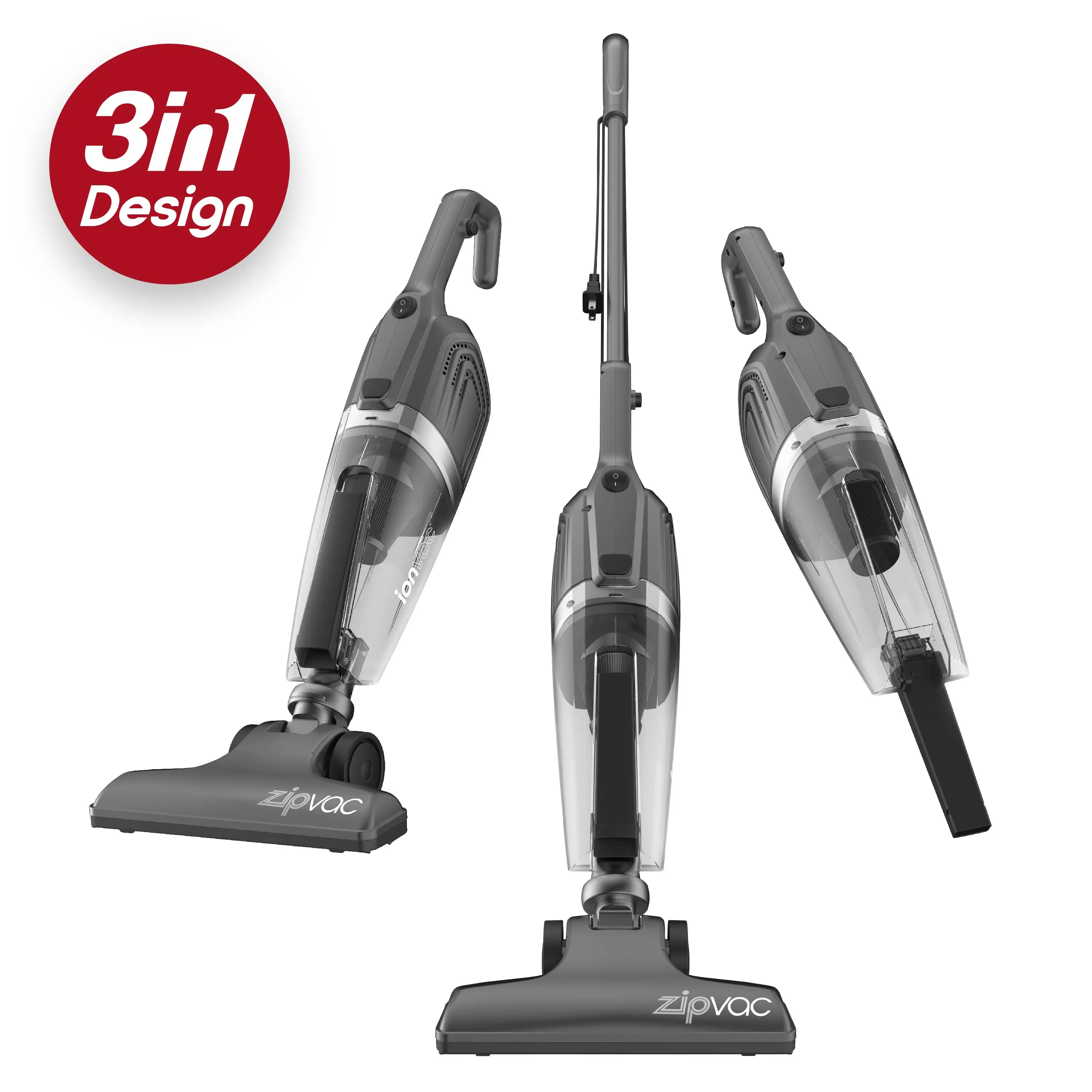 Tzumi ionvac ZipVac, 3-in-1 Corded Upright/Handheld Floor and Carpet Vacuum Cleaner