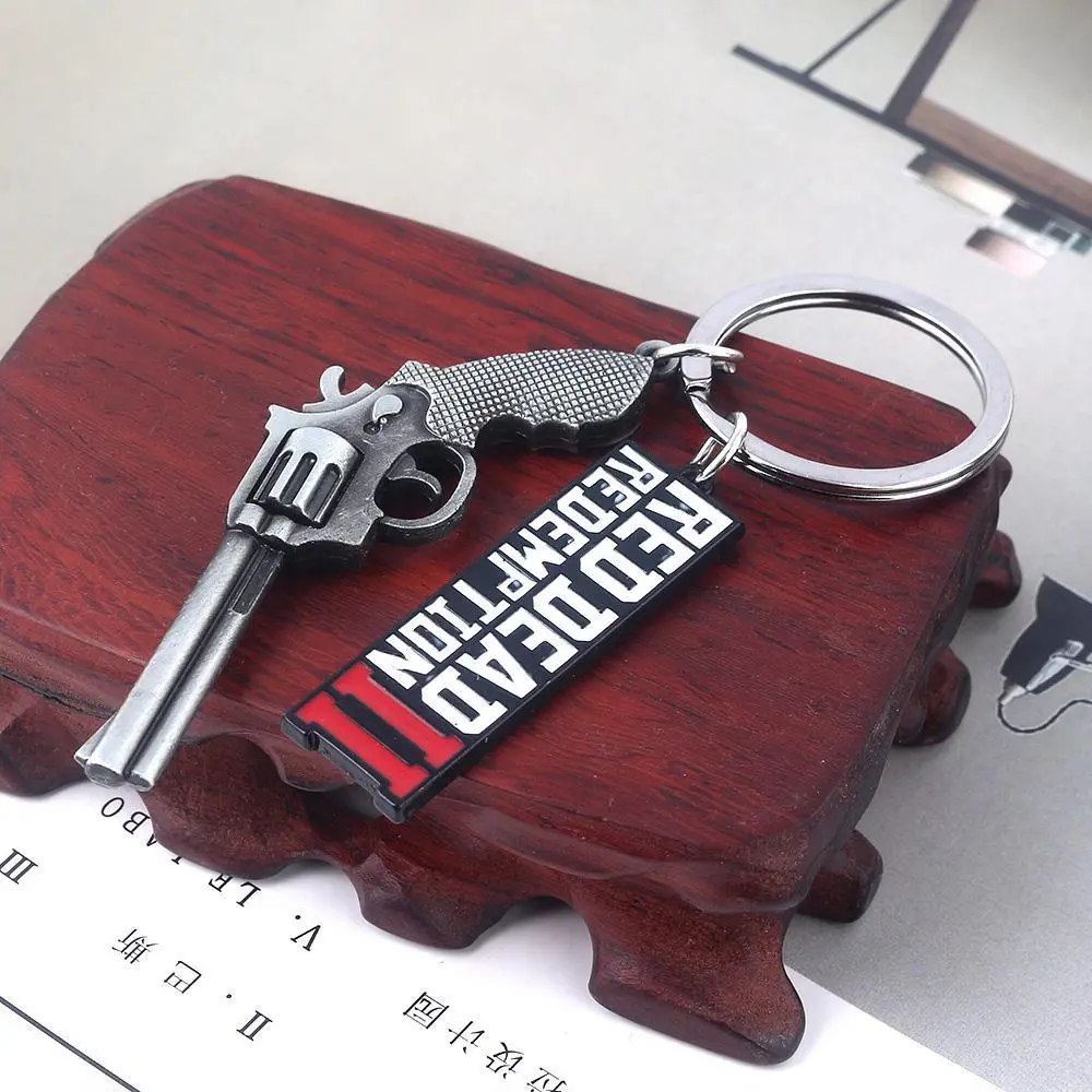 Red Dead Redemption 2 RDR2 Arthur Morgan Revolver Keychain Charm, Fashion Costume Jewelry Keyring Pendant, Key Charm Accessories, Ideal Gift for Fans, Men’s Backpack Accessory, Keychain Charms