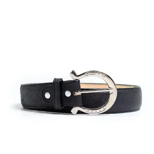 UNISEX "CITY" Black Belt  - Silver Buckle