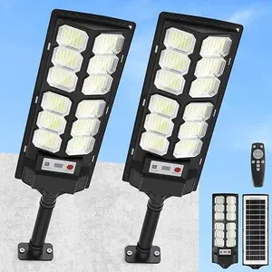 Solar Street Lights Outdoor Waterproof 6500K 1300LM LED Solar Flood Lights Dusk to Dawn Parking Lot Light with Motion Sensor Remote Control for Commercial Area Lighting Yard 2/4/6Pack