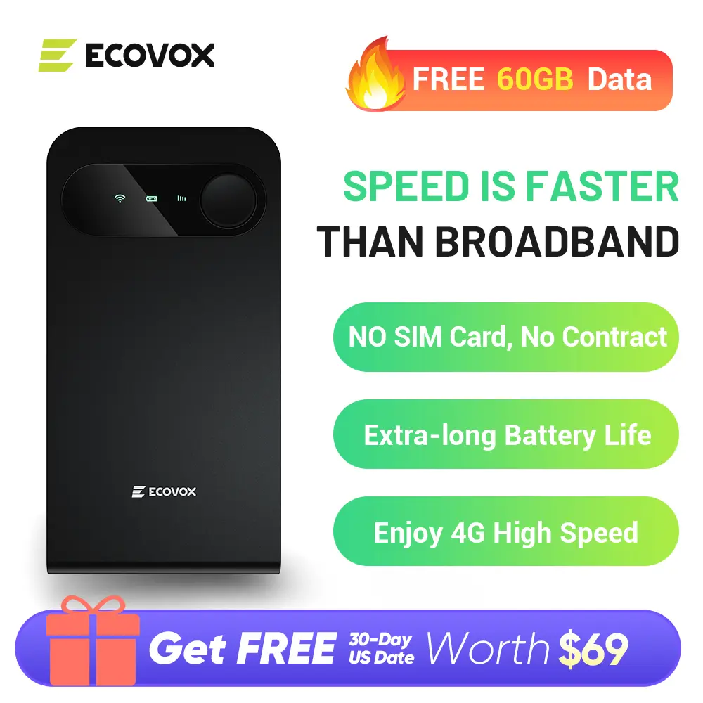 Portable WiFi Hotspot - Shenzhen SYECONMAX 4G LTE Tri-Band 802.11a Digital Router, No SIM Card Needed, 60GB Free US Data, 150+ Country Global Coverage, USB-C, 1 Port, Fast WiFi for Digital Nomads, Compatible with Smartphones & Tablets