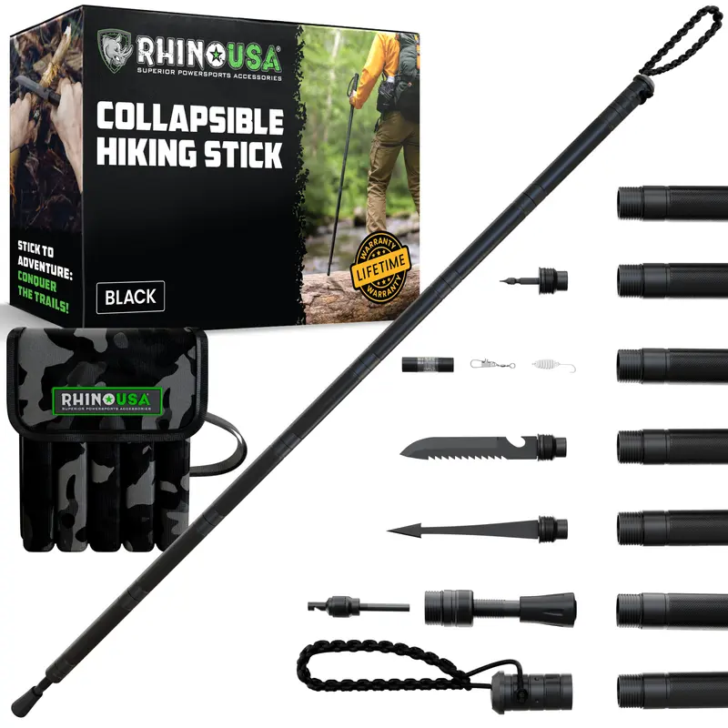 Rhino USA Hiking Stick – Essential Camping Gear for Hiking & Trekking – Durable Walking Stick for Outdoor Adventures, Travel Accessories