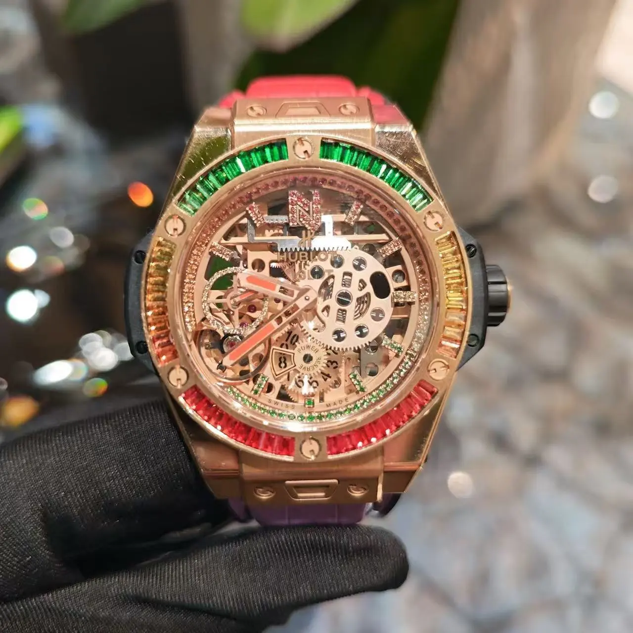 Pre-Owned Hublot Big Bang Rainbow Automatic Watch - 414.0X.4010.LR.4096.NJA18 Reference, 45mm Case, Limited 30 Pcs, 2019 Dated Full Set