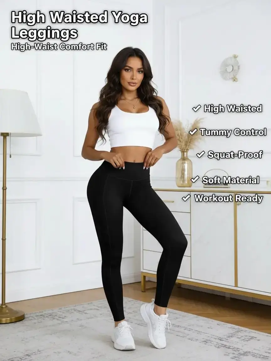 CQQNBV Women's High Waisted Leggings with Pockets, Buttery Soft Tummy Control Workout Pants for Yoga, Squat Proof, Workout Wear Female Gym Clothes Activewear For Fitness Gym Workout Sportswear Gym Sportswear Bottoms