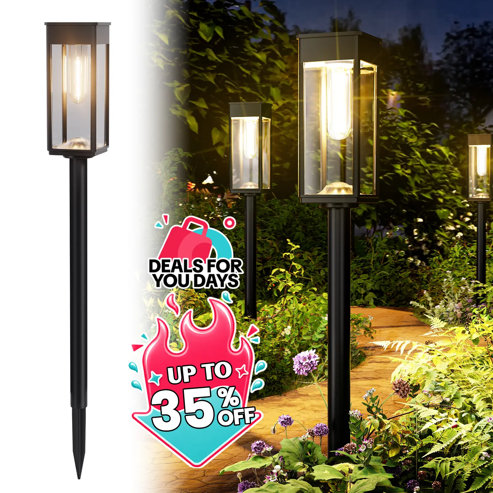 Solar Outdoor Lights,Elegant Solar Pathway Lights Modern Luxury | Easy Installation, Auto On/Off & IP65 Waterproof | For Garden, easiestgardenmakeover,Yard & Driveway, Solar Outdoor Lights, Solar Lights,Outdoor Backyard Light,summergarden