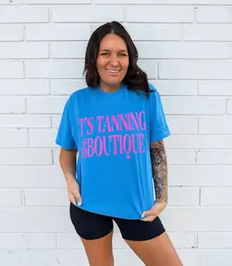 T's Tanning Hot Pink On Caribbean Blue Graphic T-shirt