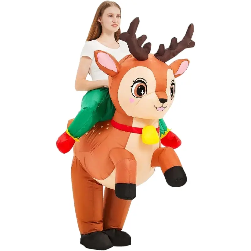 Christmas Reindeer Riding Inflatable Costume for Adults, Cute Party, Party Ready, Festive Holiday Wear, Fun Christmas Apparel