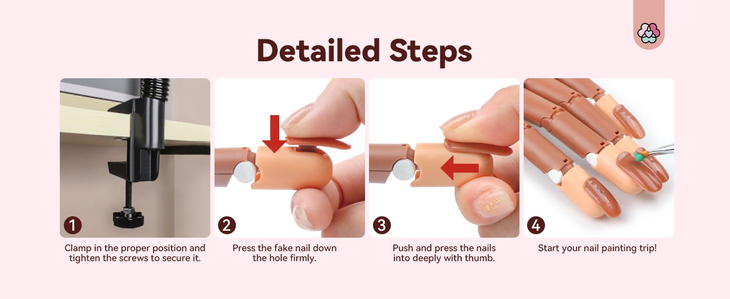 SAVILAND Practice Hand Kit: Flexible Movable Fake Hand for Acrylic Nails with 200 Nail Tips Glue Brush Clipper—Ideal for Beginners Manicure Training