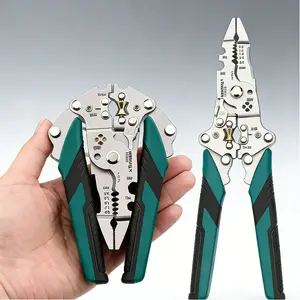 2Pack 18 in 1 Foldable Wire Stripper & Crimping Tool Multi-Function Pliers with Sharp Blade Anti-Slip Handle for Efficient Stripping Cutting Trimming and Crimping
