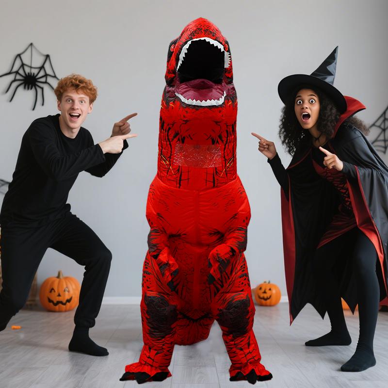 Red Tyrannosaurus Rex Inflatable Costume Adult Size Halloween Themed Party Funny Cosplay Quick Inflation Cool Design Guaranteed Attention Red Tyrannosaurus Rex Inflatable Costume Adult Size Halloween Themed Party Funny Cosplay Quick Inflation Cool Design Guaranteed Attention