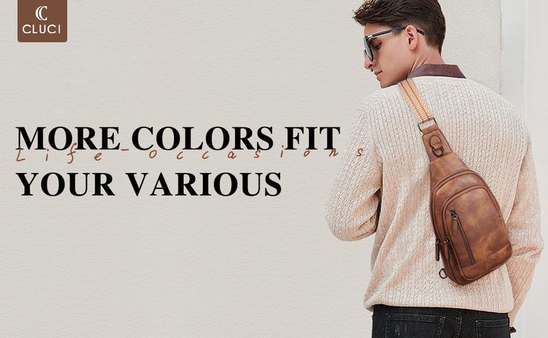 CLUCI HolidayHaul Leather Crossbody Bag Large  For Women Men Fanny Packs Chest Bag For Ipad Travel Hiking Cycling Outdoor Sports - Adjustable Multifunction Spacious Design For Essentials Shoulder Sling Bag For Men Crossbodybagwomen