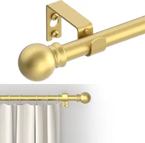 Curtain Rods for windows 32-48 inch, 5/8 inch Decorative Gold Splicing Heavy Duty Metal Curtain Rod set with Brackets