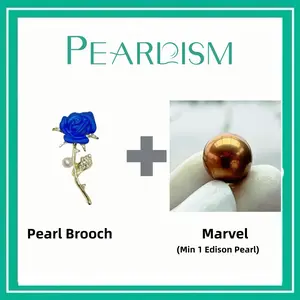 【Andrew】ABlue Rose Brooch+ Marvel Edison pearl (Min 1pc Edison pearl as gift) [Open in live ]｜Freshwater Deep/Red Wine/Pistachio Color Round Edison Pearl 11-16mm