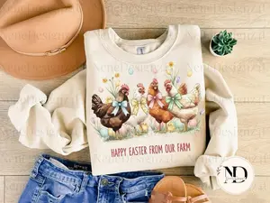 Easter Farm Chickens Sweatshirt, Easter Chickens, Happy Easter, Farmhouse Chicken Easter , Gift Easter Shirt