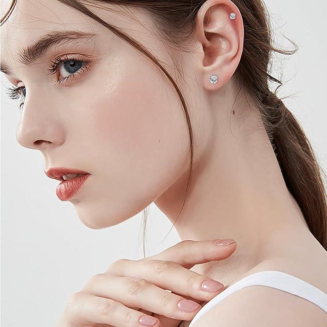 [ Stainless Steel Magnetic Stud Earrings ] No-Piercing Clip on Earrings 6 / 8MM Silver Brick Magnet Earring Simple and Fashionable Earcuff