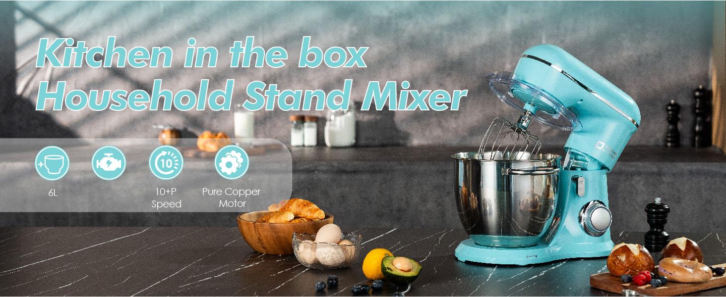 KITCHEN IN THE BOX 6.5QT Stand Mixer with Upgraded Motor, 10-Speed Tilt-Head Electric Food Mixer with Stainless Steel Bowl, Dough Hook, Whisk & Beater for Baking & Mixing, Kitchen Appliances