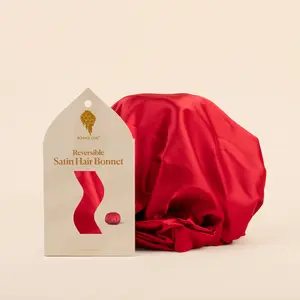 Reversible Satin Hair Bonnet Red