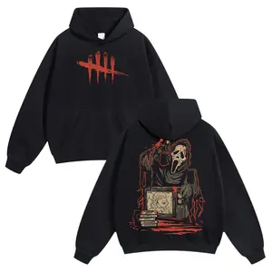 🥇     Unisex Retro Halloween Ghost Face <         Dead by Daylight >           Horror Style Washed Hoodie, Regular Fit Casual Pocket Hoodie Essential Item, 2025 Autumn Essential Hoodie, Fashion Streetwear Daily Wear, Warm and Comfortable, Made in US