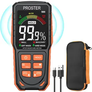 Proster Moisture Meter - Pinless and Non Destructive Wood Moisture Meter for Softwoods Hardwoods Walls Digital Moisture Tester for Drywall Wood Masonry