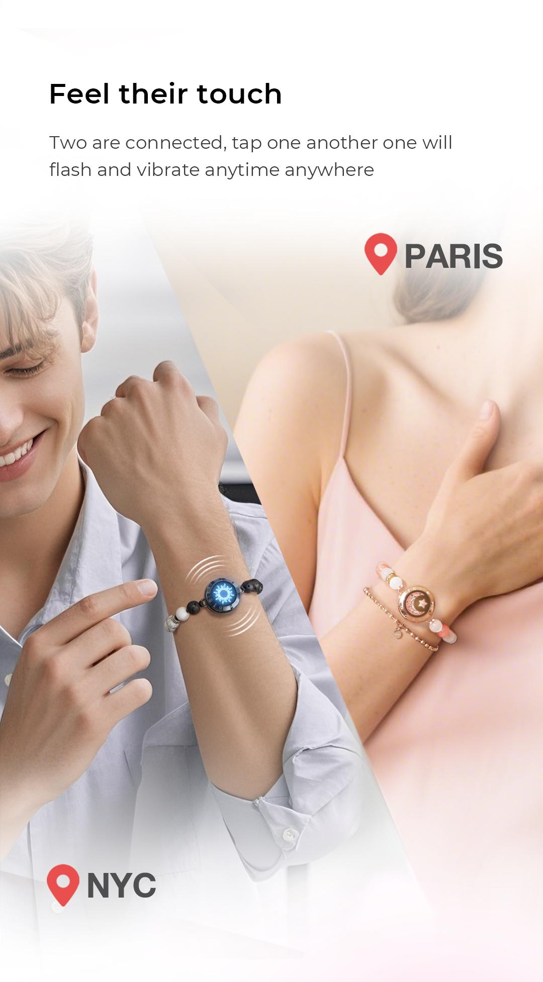 Totwoo Long Distance Touch Bracelets for Couples, Sun & Moon Design, Smart Love Connection, Best Gifts for Boyfriend, Girlfriend, Family & Friends, Relationship & Friendship Wearable Bracelets for Distance Love & Communication