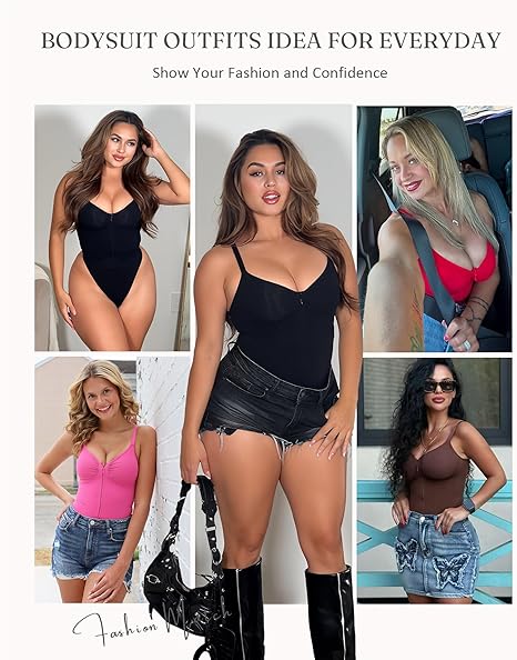 FeelinGirl Seamless Covered Bust Jumpsuit Thong Bodysuit Peach heart collar Fit Womenswear Comfort Shapewear Breathable Comfortable Day Sleeveless Corset Zipper Springtok SpringStatements