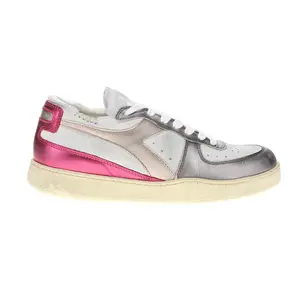 diadora Womens Mi Basket Row Cut Metallic Lace Up Sneakers Shoes Casual - Brown, Off White, Pink