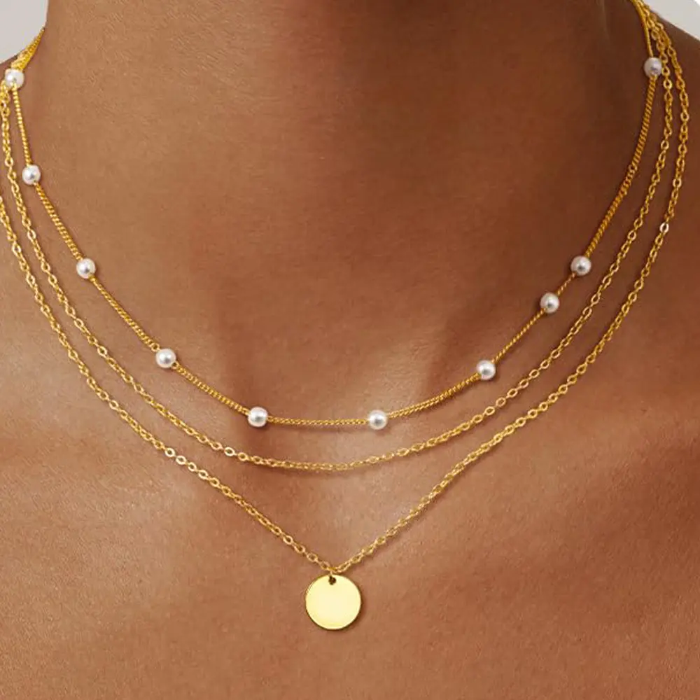 Golden round pearl chain O-chain