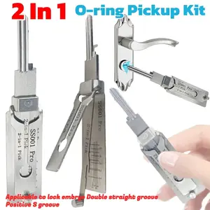 SS001 Stainless Steel Key Decoder 2 In 1 Precision Hook & Pick Set Lock Decoder O-ring Pickup Kit Maintenance Repair Hand Tools