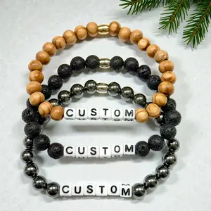 Mens Custom Bracelet | Mens Personalized Word Bracelet | Mens Beaded Bracelet