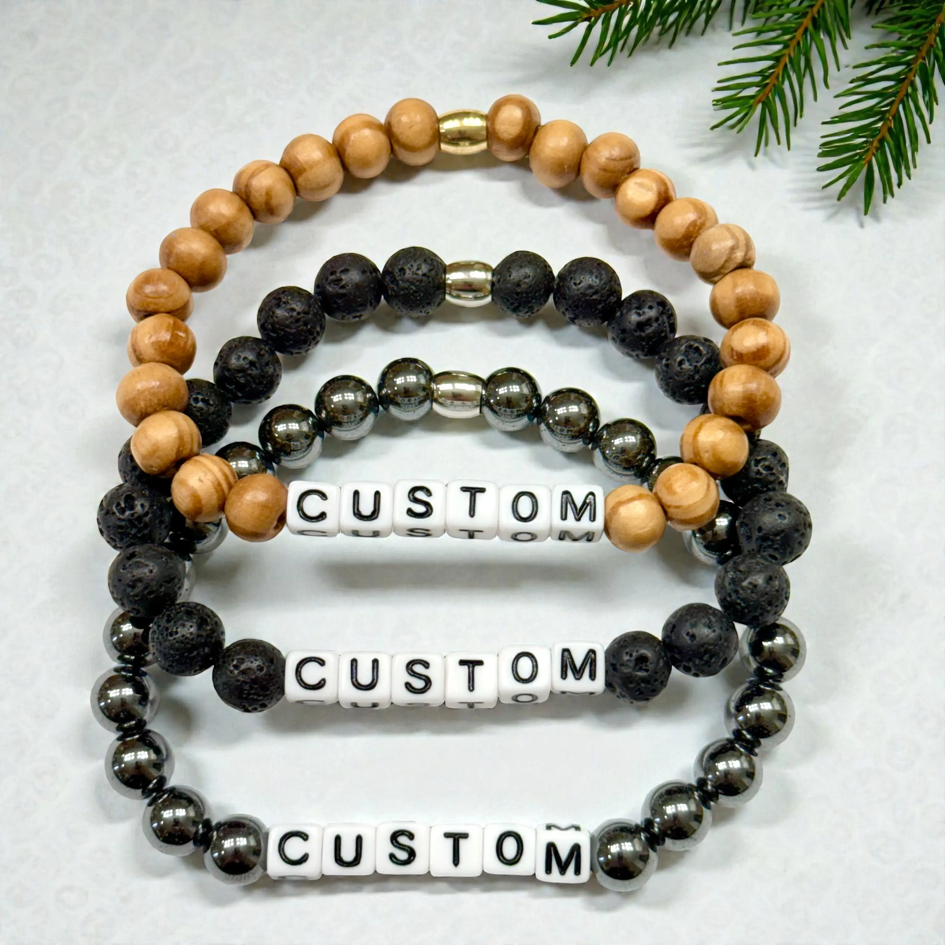 Mens Custom Bracelet | Mens Personalized Word Bracelet | Mens Beaded Bracelet | GIft for Dad | Gift for Grandpa | Dad Gifts | Grandpa Gifts | Father's Day Gifts | Birthday Gift for Dad