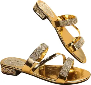 A34- Women's Gold Strappy Wedge Sandals 2026 Dressy Summer Sparkly Shoes
