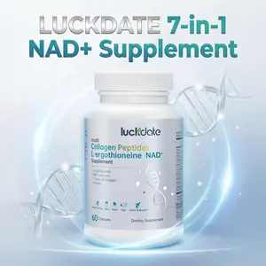 LUCKDATE NAD+ Supplement 7-in-1 Formula with Collagen L-ergothioneine & Vitamin C for Skin Aging Support, Energy, and Focus, Boost NAD+ - 60 Capsules