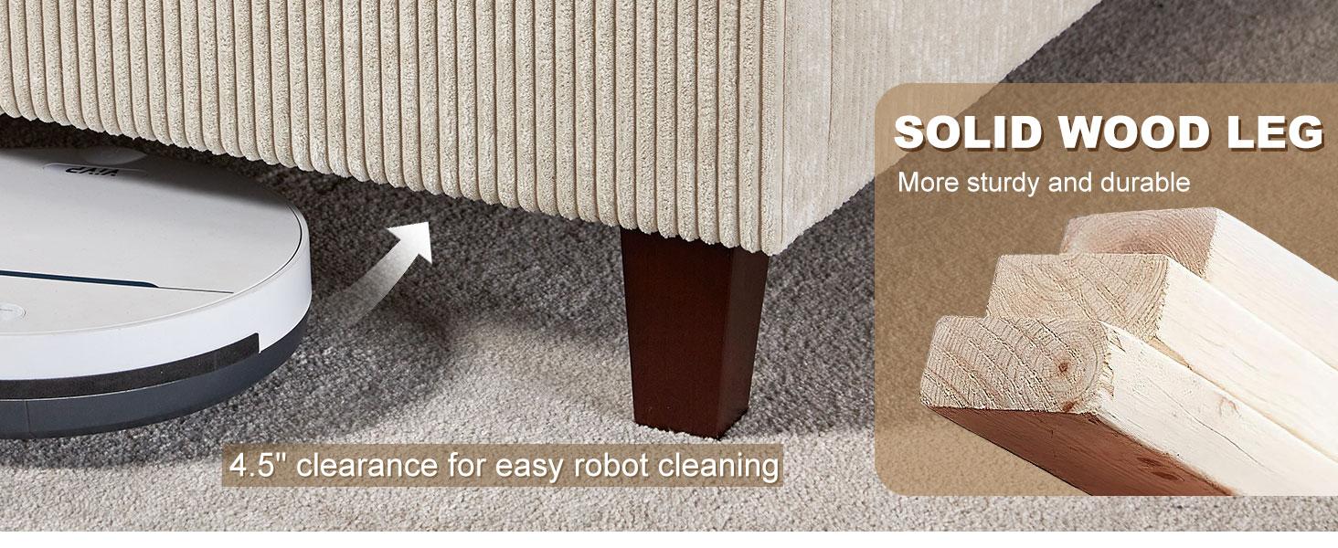 VanAcc Upholstered Platform Bed Frame, Wingback Bed with 50.8" Headboard, Modern Corduroy Design, Solid Wood Leg/No Box Spring Needed, Unique Bedroom Furniture