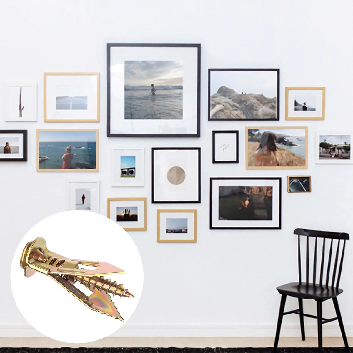 VAYWET 120PCS/200PCS 40pcs Self-Drilling Drywall Anchors Kit No Drill Needed Easy Hang for Home & Office Includes 100 Anchors 100 Screws Quick Install Adjustable Hooks & Bracket Heavy-Duty Zinc-Plated Steel Anchors Self-Tapping Screws Hollow-wall Anchors